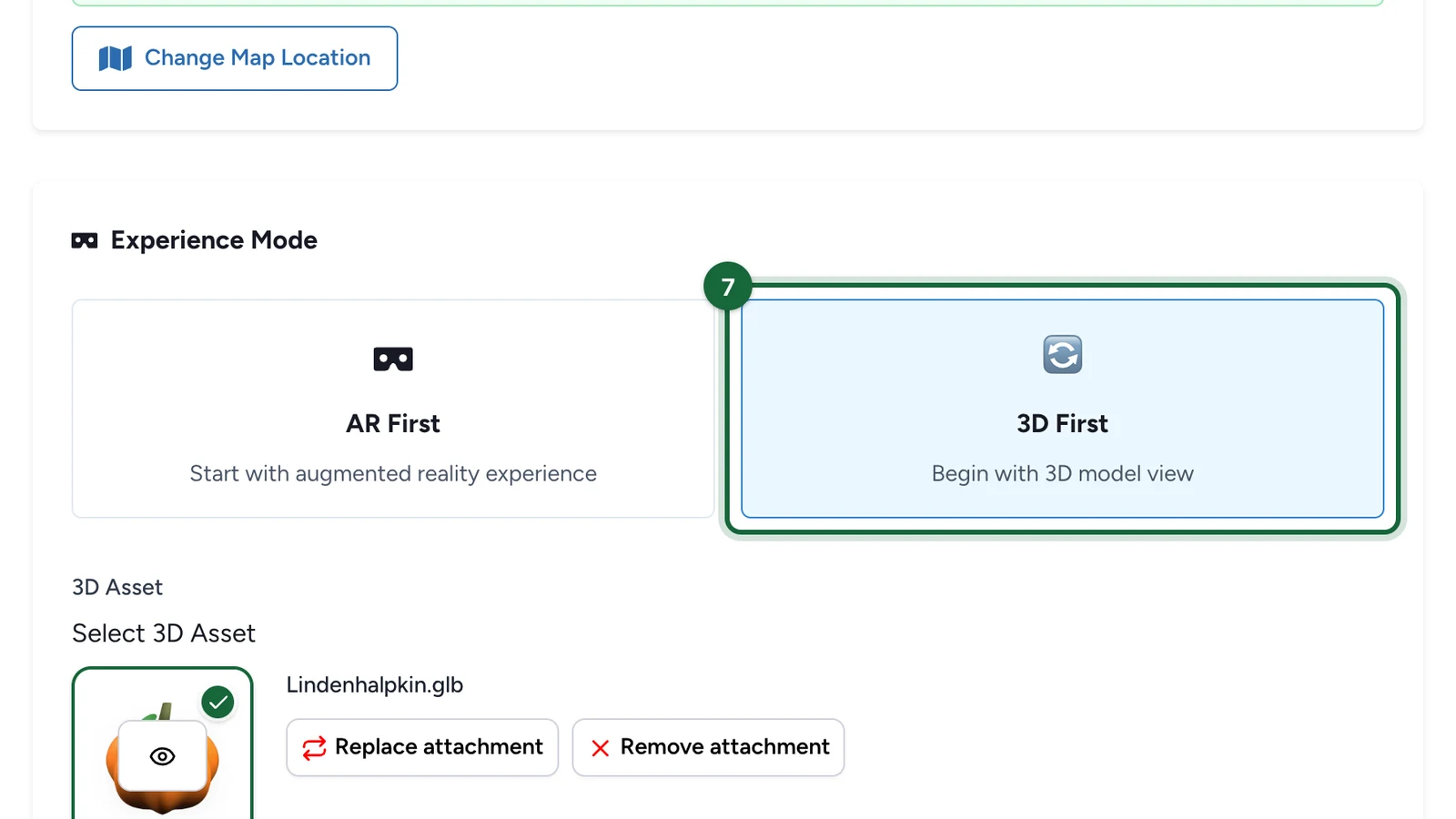 Experience Mode with 3D First selected, highlighted