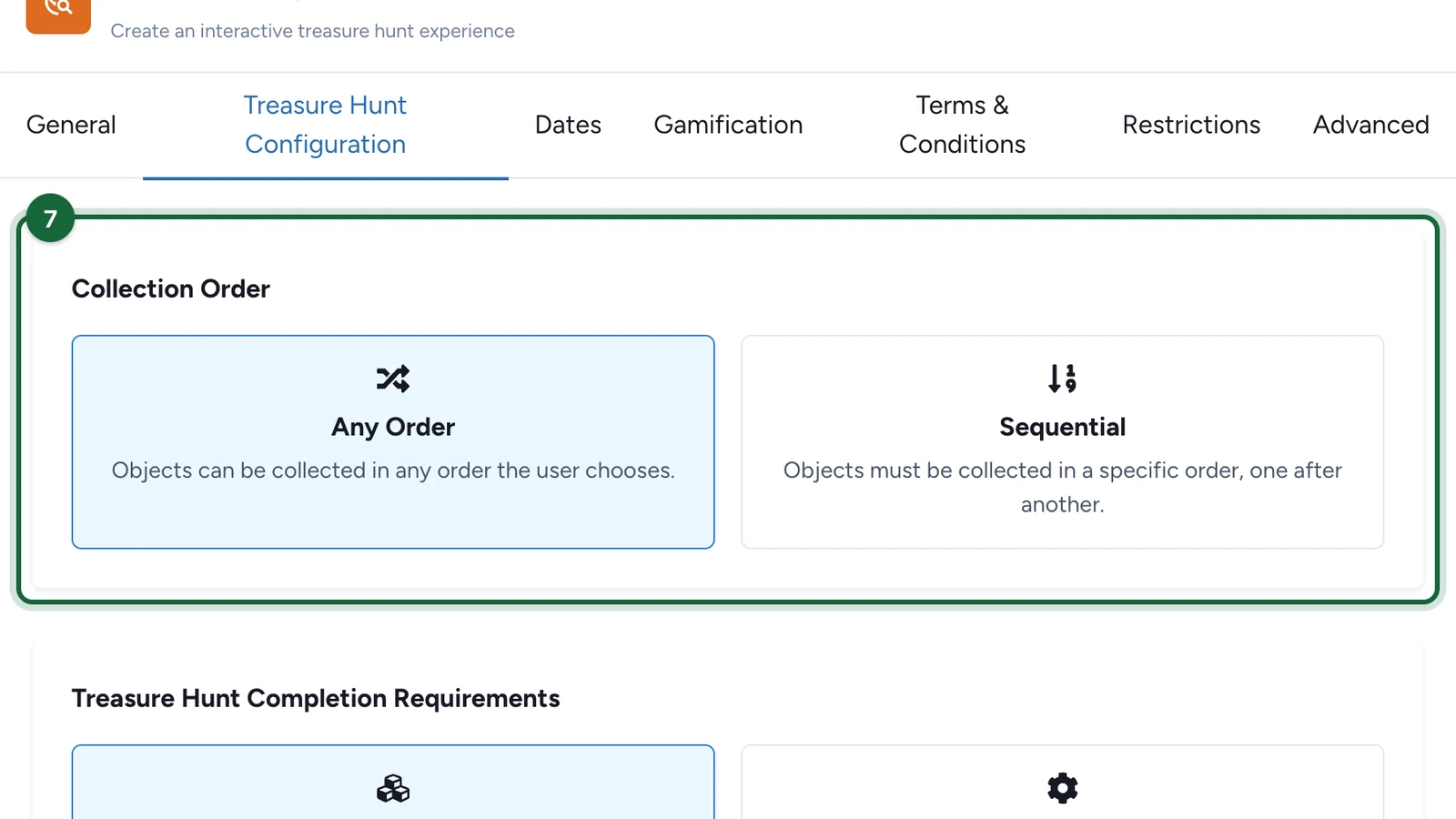 Collection Order with Any Order selected and Sequential beside it, highlighted