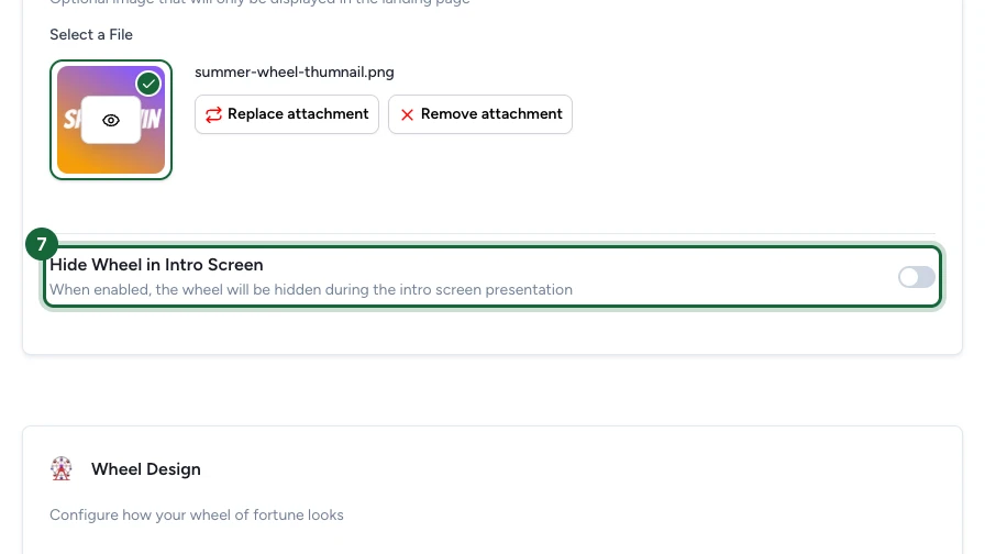 Appearance tab with the Hide Wheel in Intro Screen toggle row highlighted