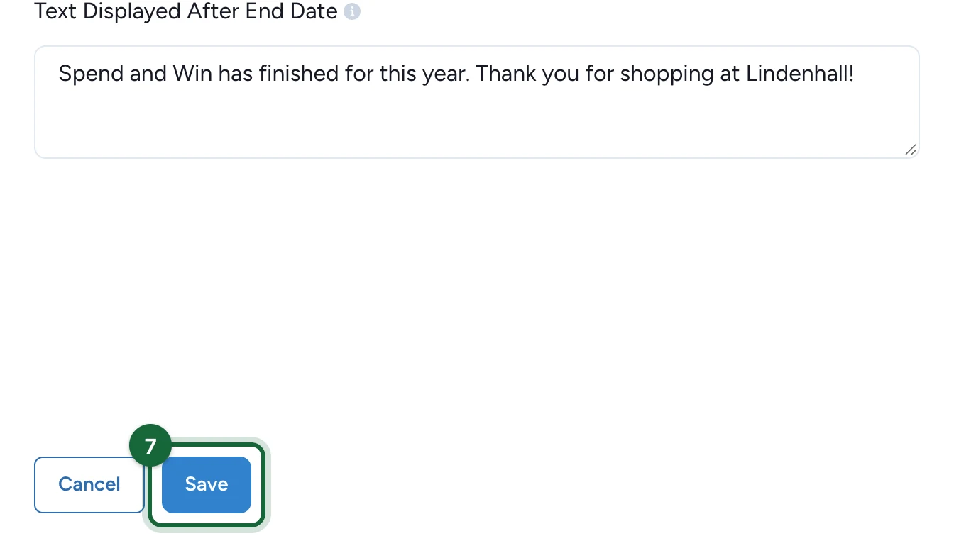 Update Dates Settings with the Save button highlighted