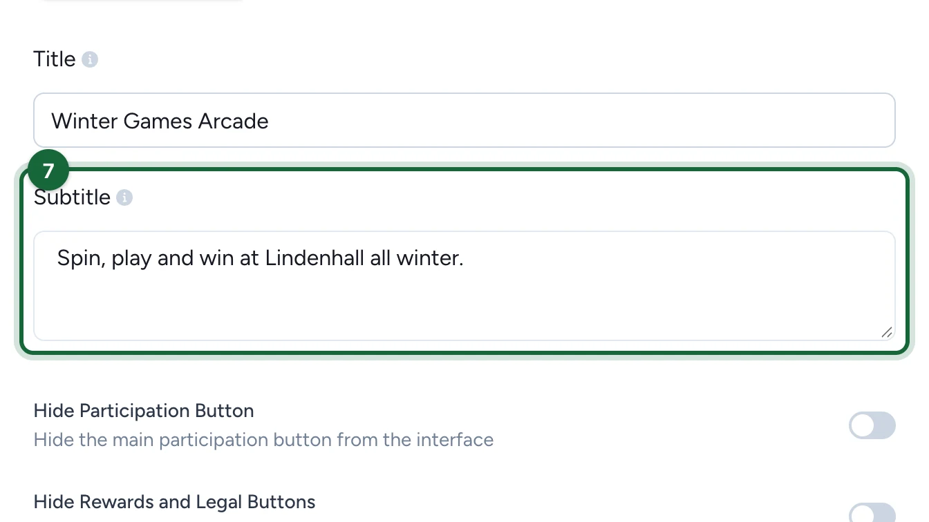 Update Header panel with the Subtitle filled in, highlighted