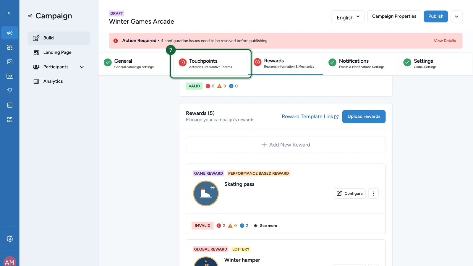 Build with the Touchpoints tab highlighted