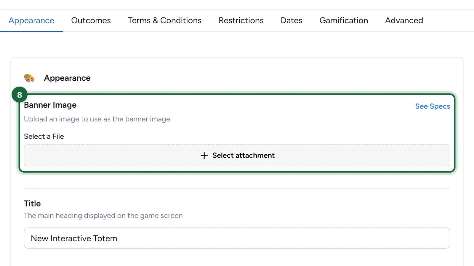 Banner Image with Select attachment highlighted
