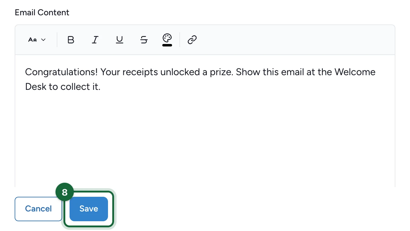 Update Notification footer with the Save button highlighted