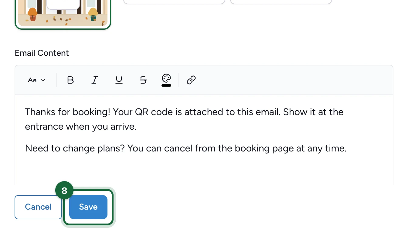 Update Notification panel footer with the Save button highlighted