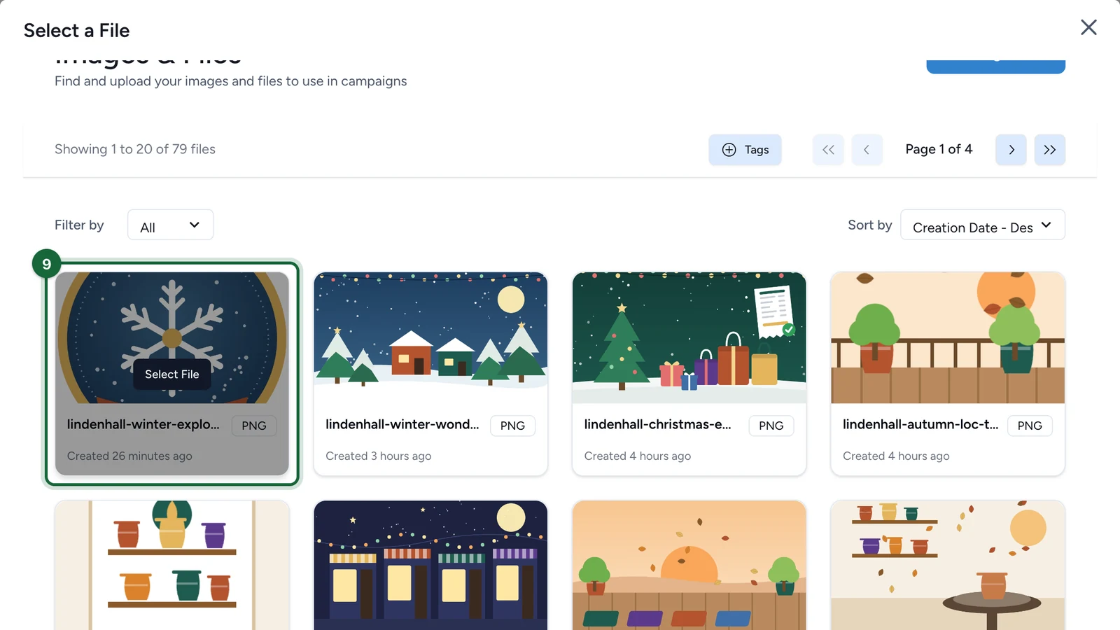 Images & Files library with the Winter Explorer artwork highlighted