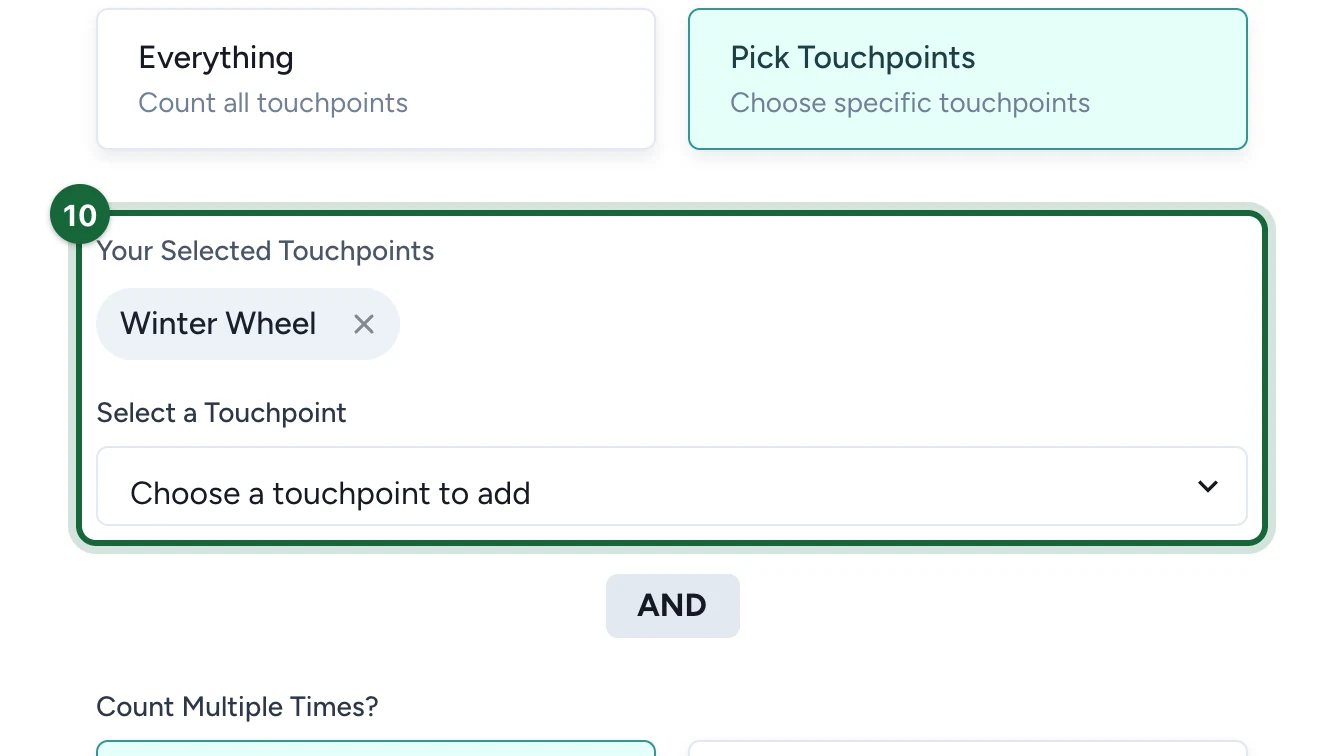 Your Selected Touchpoints showing Winter Wheel, highlighted