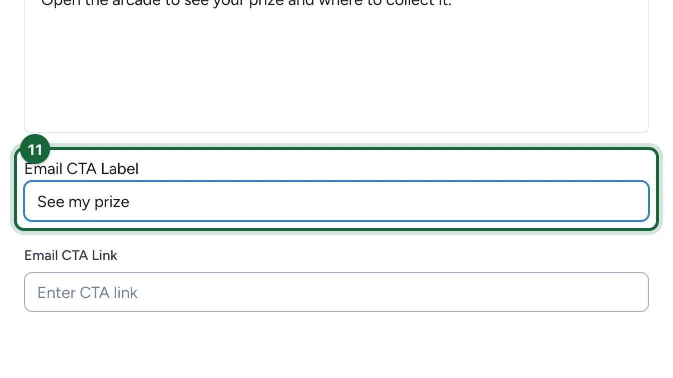 Email CTA Label See my prize, highlighted