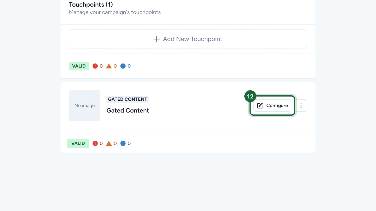 Gated Content card with its Configure button highlighted