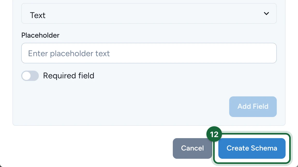 Create New Form Schema with the Create Schema button highlighted