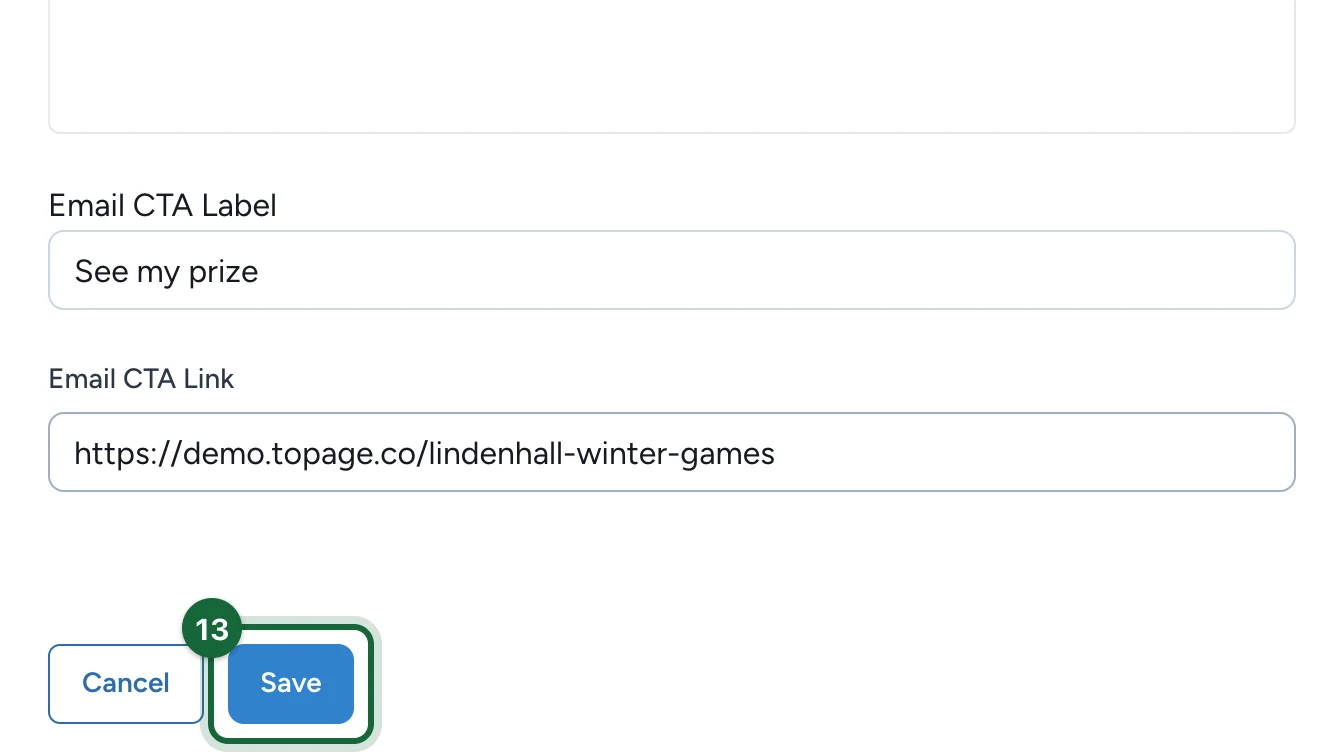 Update Notification panel with the Save button highlighted
