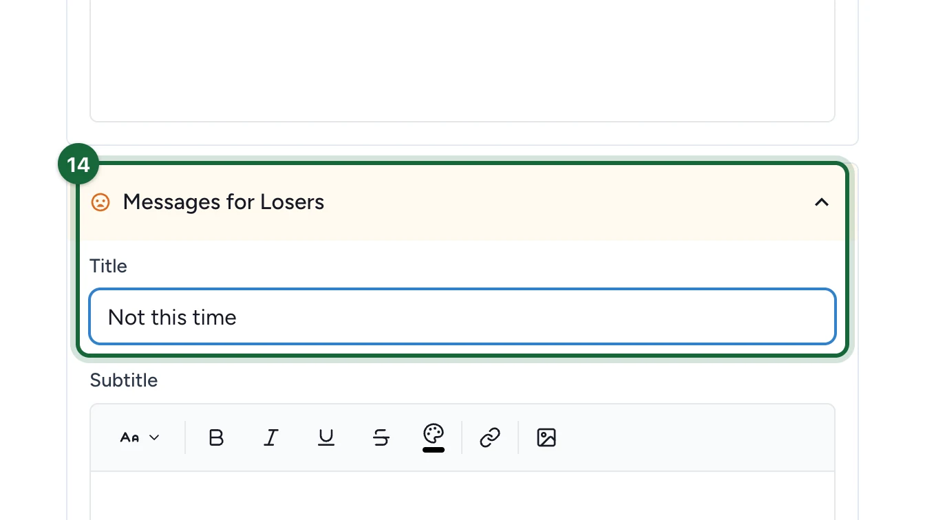 Messages for Losers with the Title Not this time, highlighted