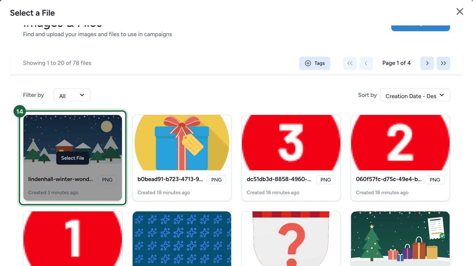 Select a File window with the Winter Wonderland banner highlighted