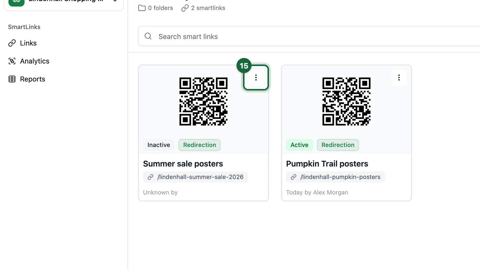 Inactive Summer sale posters card with its three-dot menu highlighted