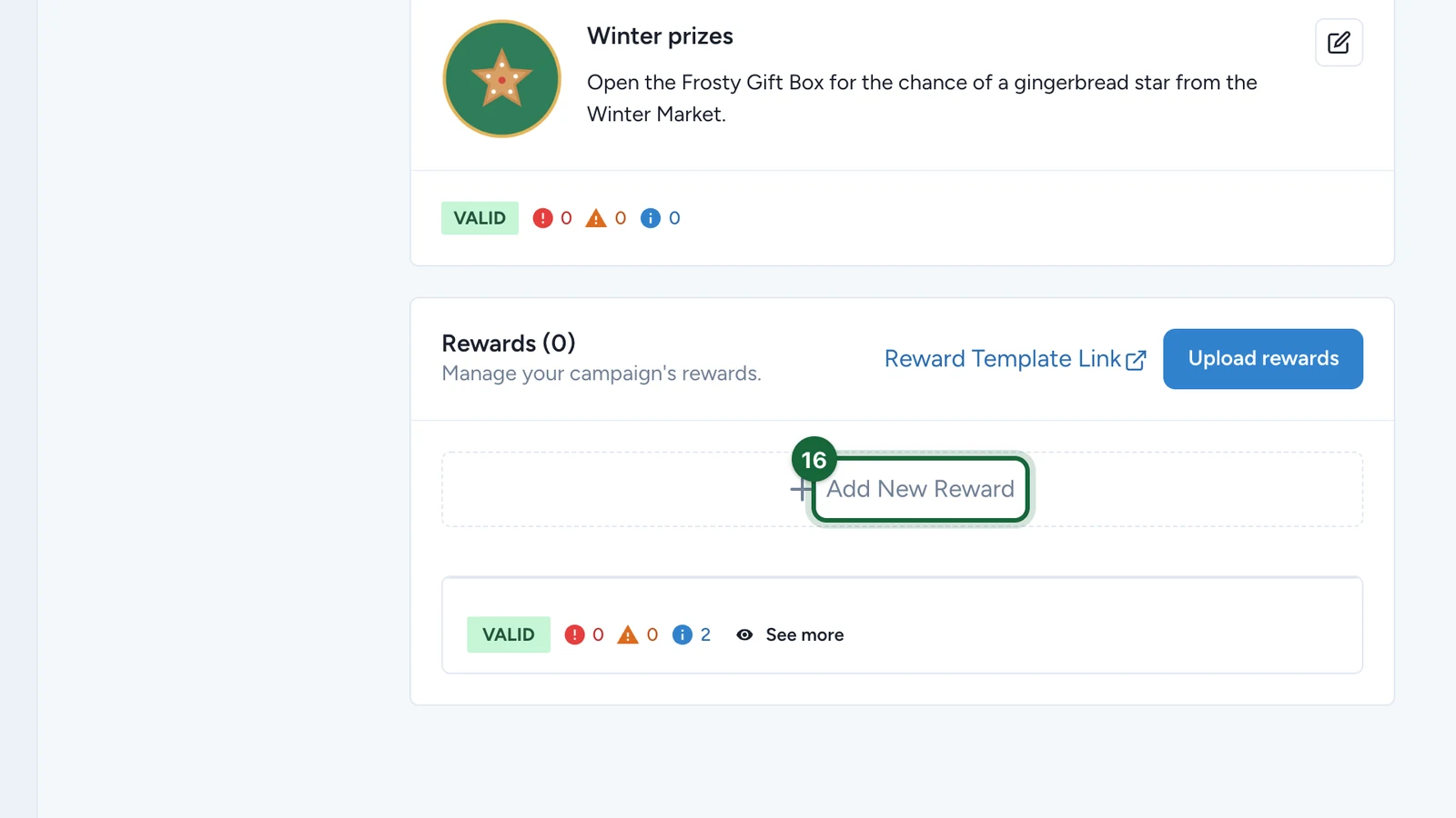 Rewards with Add New Reward highlighted