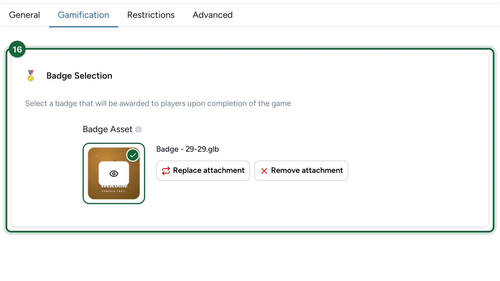 Badge Selection with the Welcome badge chosen, highlighted