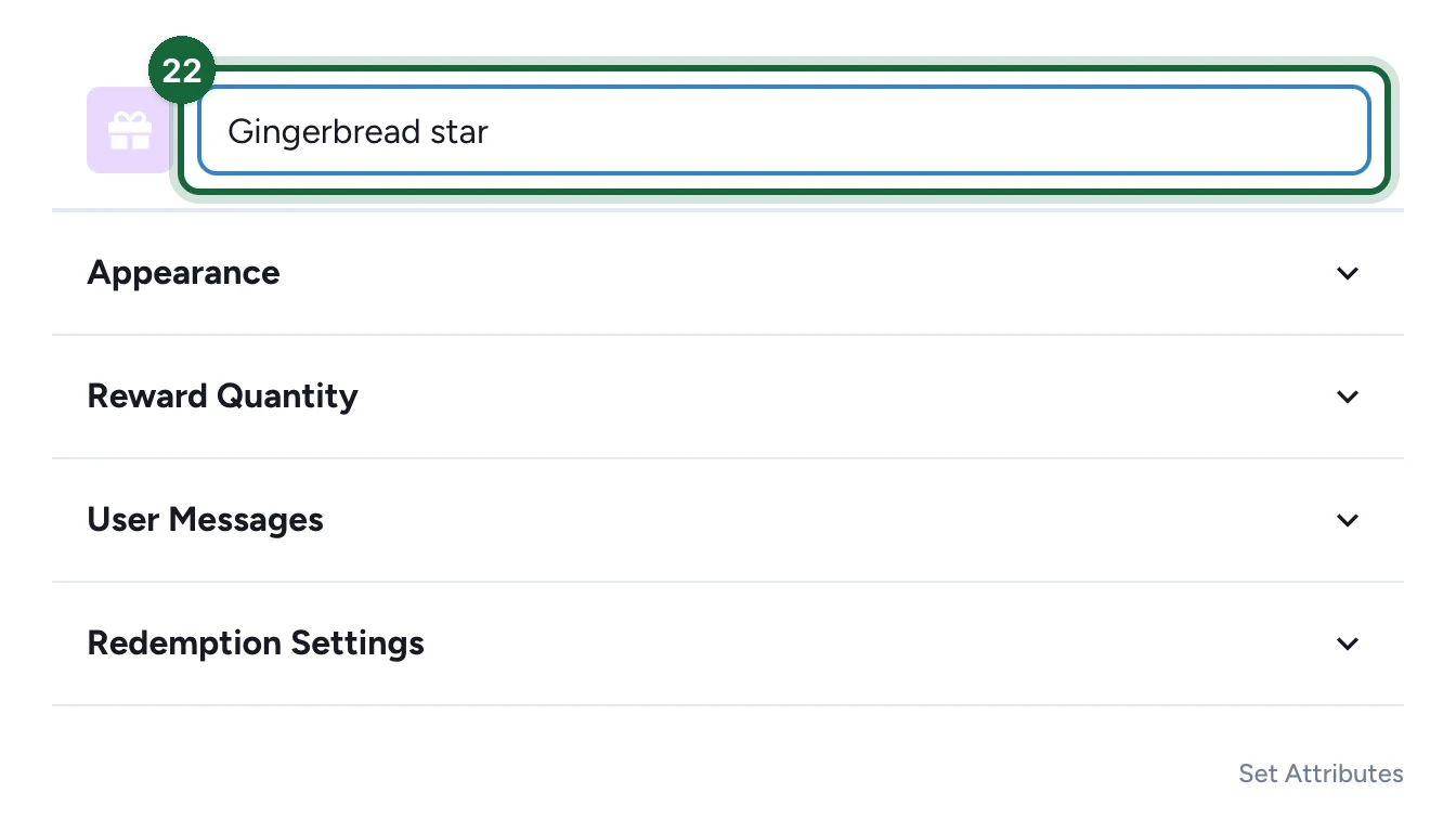 Name field with Gingerbread star, highlighted