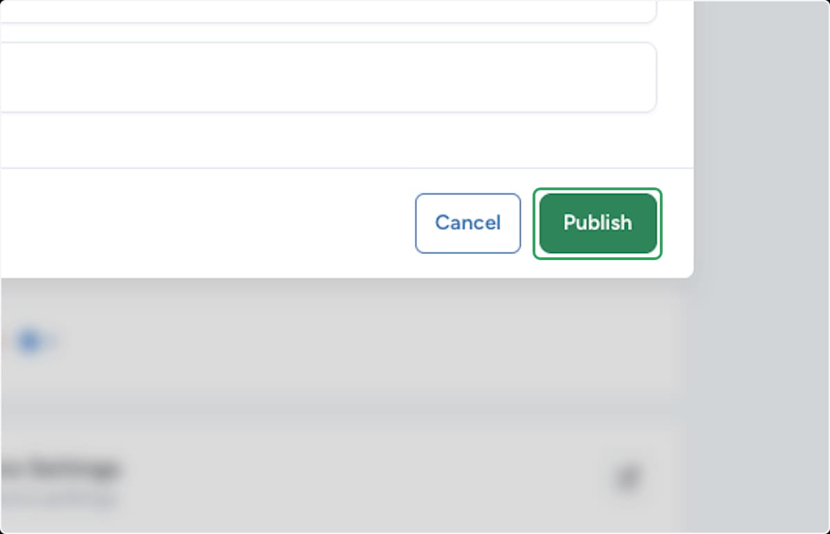 Boîte de dialogue de confirmation de publication avec le bouton Publish mis en évidence