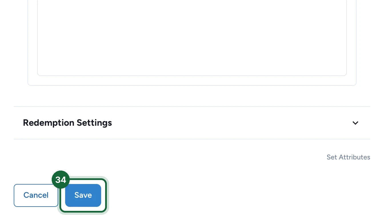Reward settings with the Save button highlighted