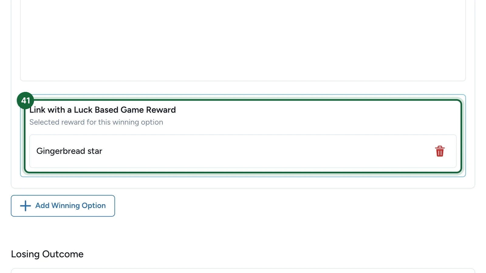 Link with a Luck Based Game Reward showing Gingerbread star, highlighted