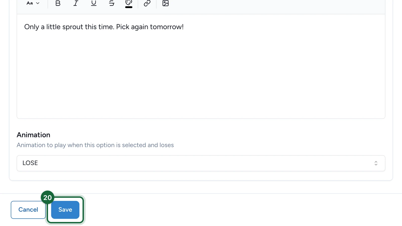 Pick a Pot settings with the Save button highlighted
