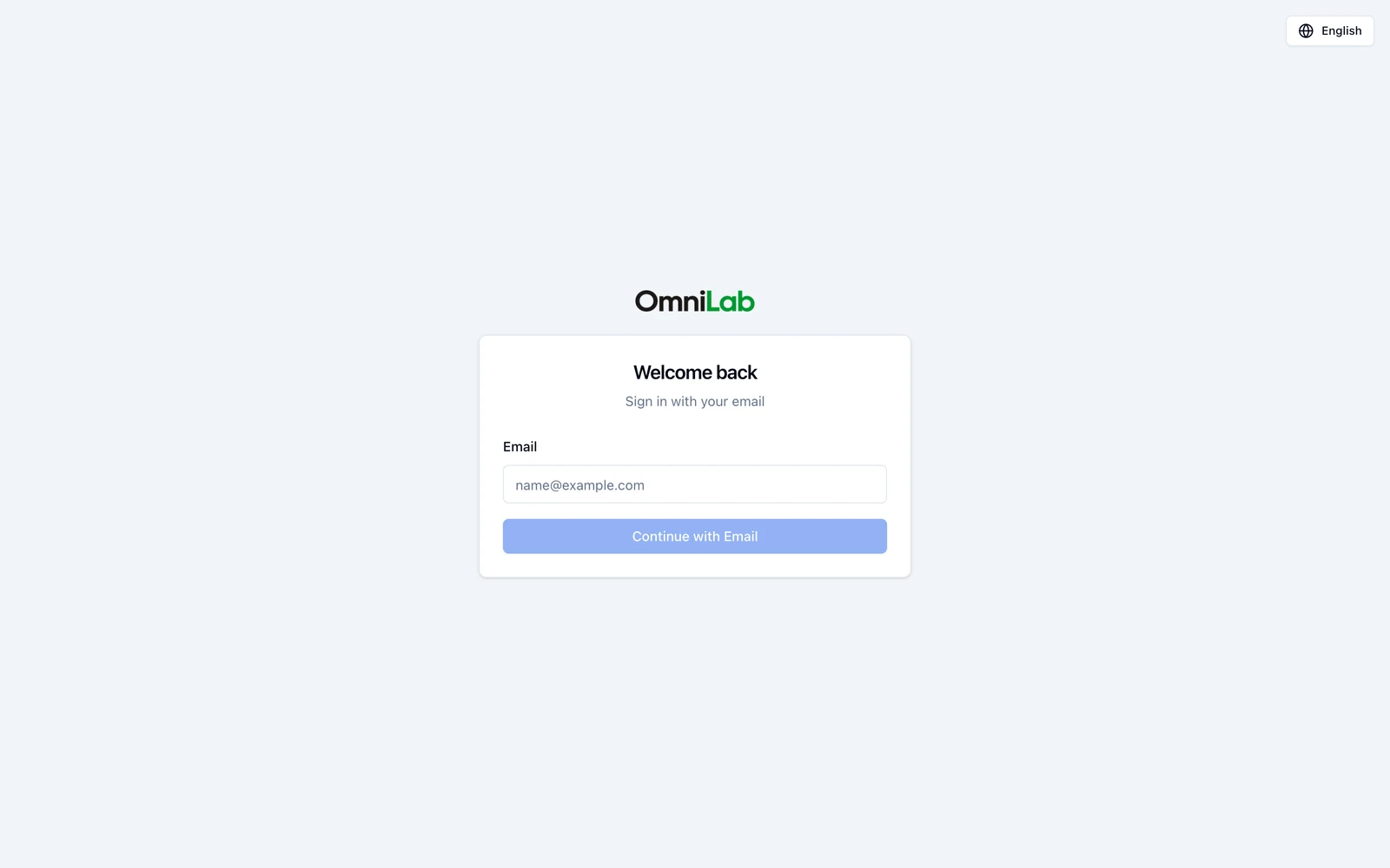 Studio sign-in page, Welcome back, with the Email field and Continue with Email