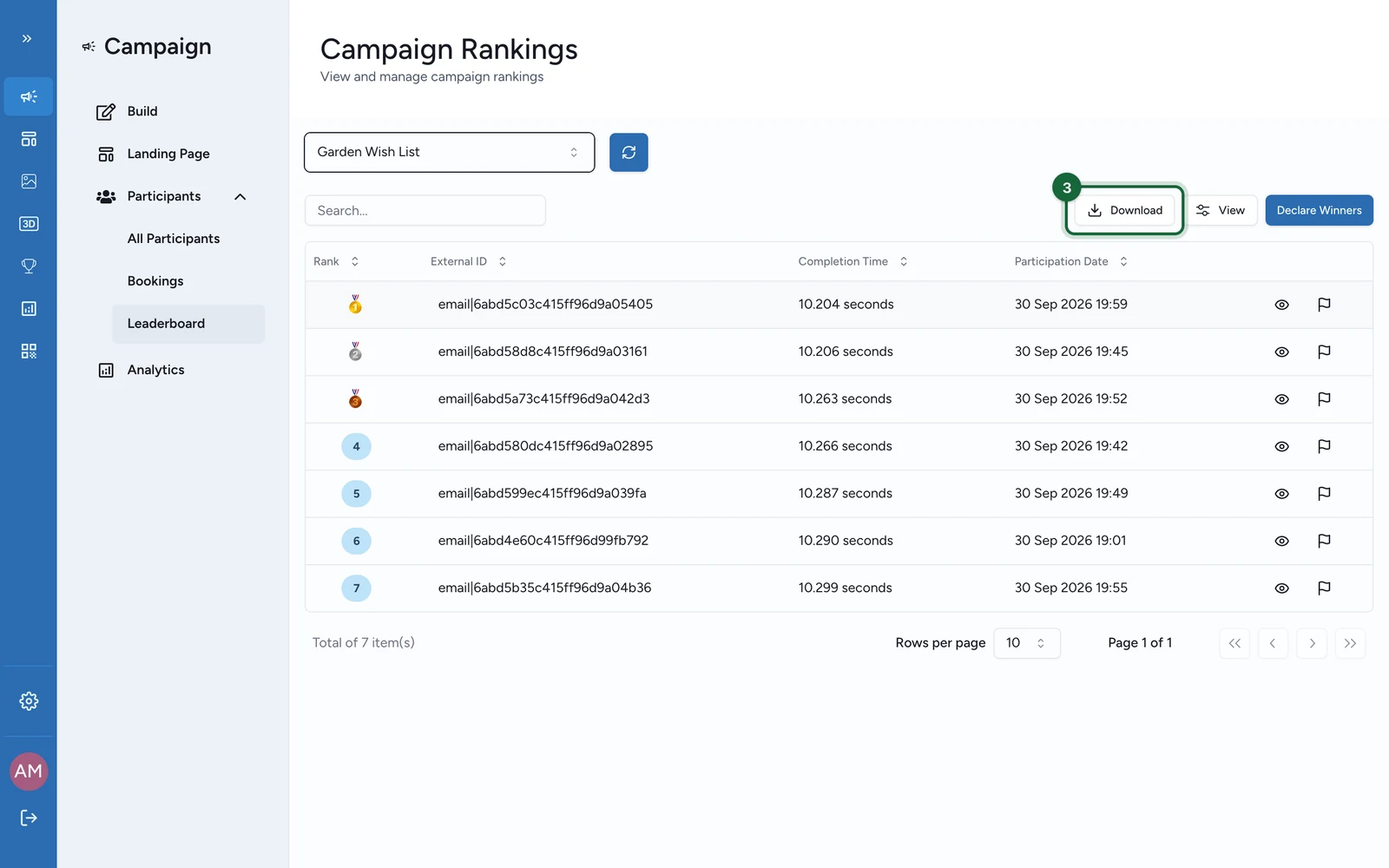 Garden Wish List ranking with the Download button highlighted