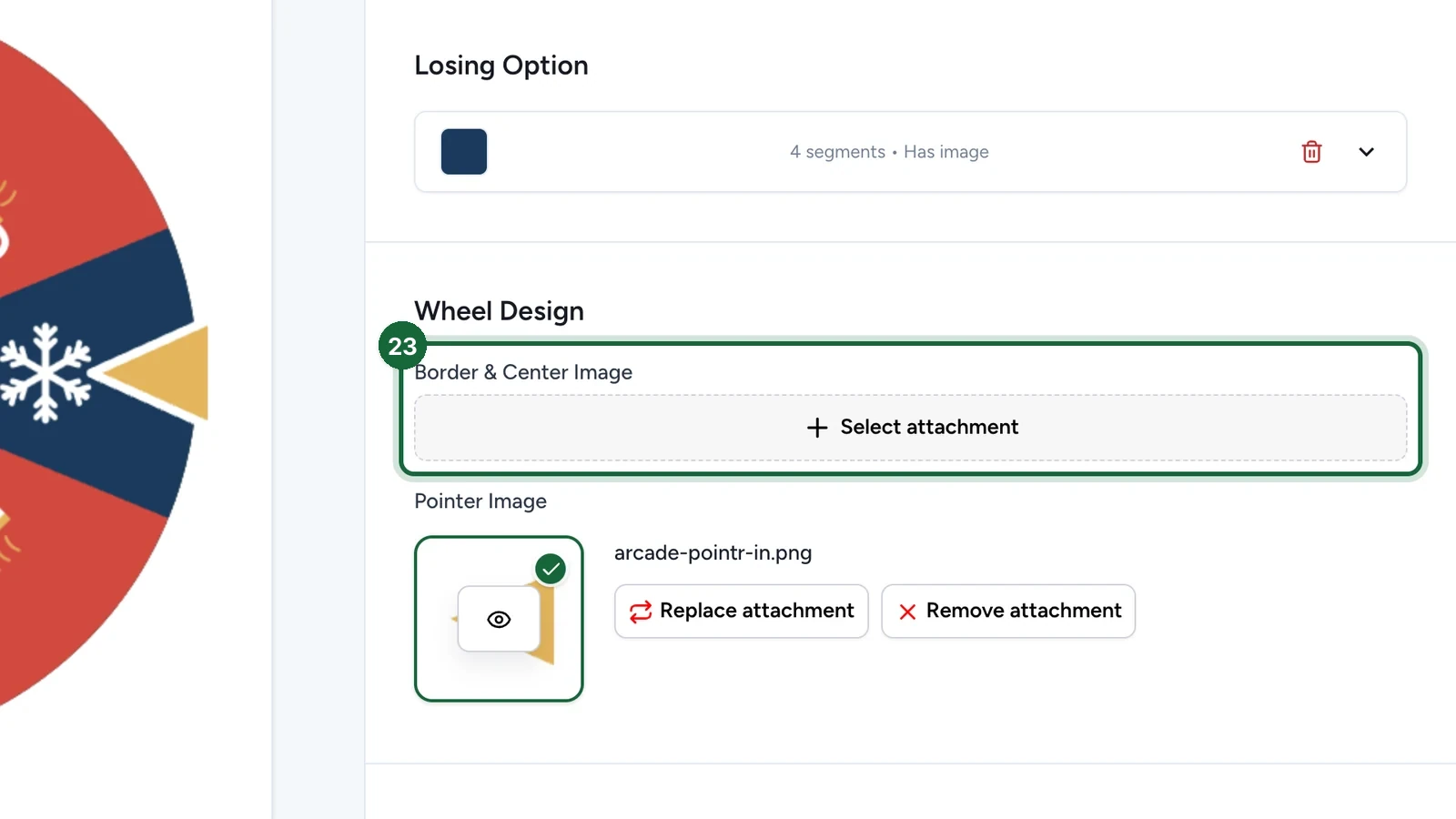 Border & Center Image with Select attachment highlighted