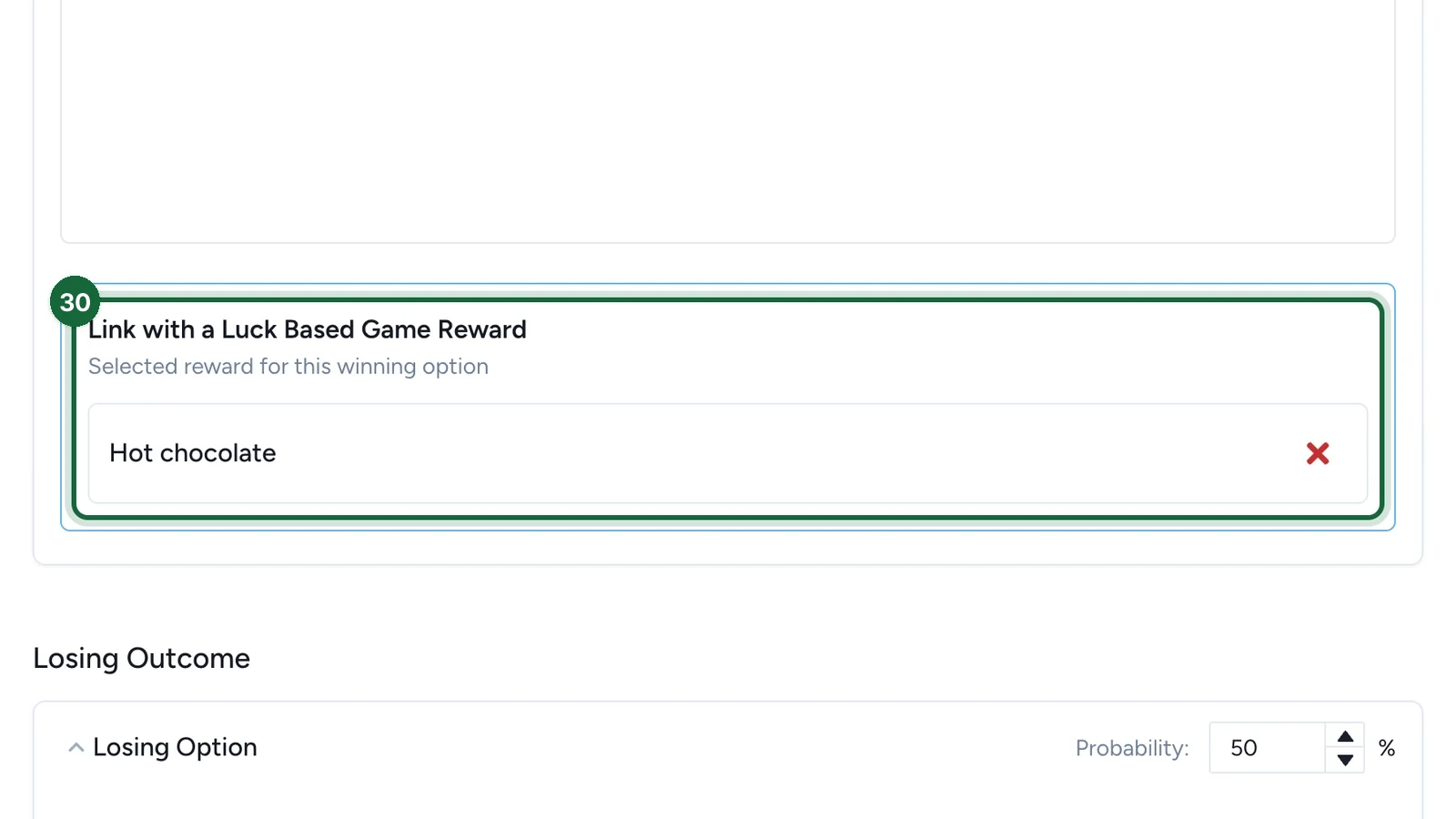 Link with a Luck Based Game Reward showing Hot chocolate, highlighted