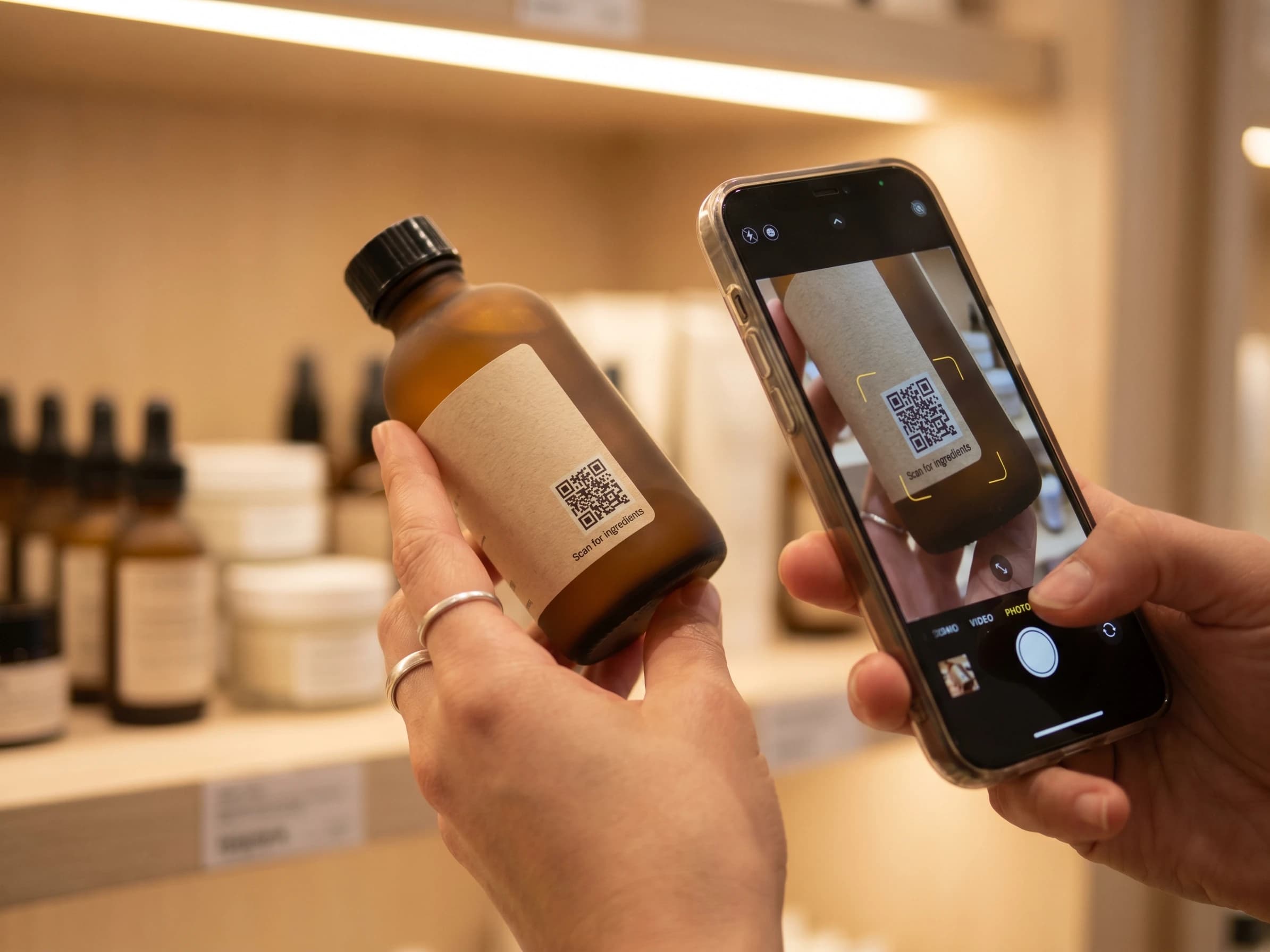 Shopper scan in a mixed grocery aisle